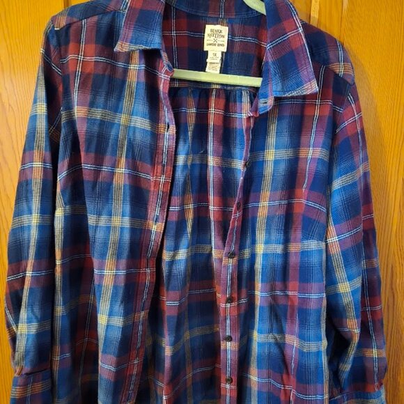 Blake Shelton Lands' End Flannel 100% cotton button Up Long Sleeve Plaid - Picture 1 of 5